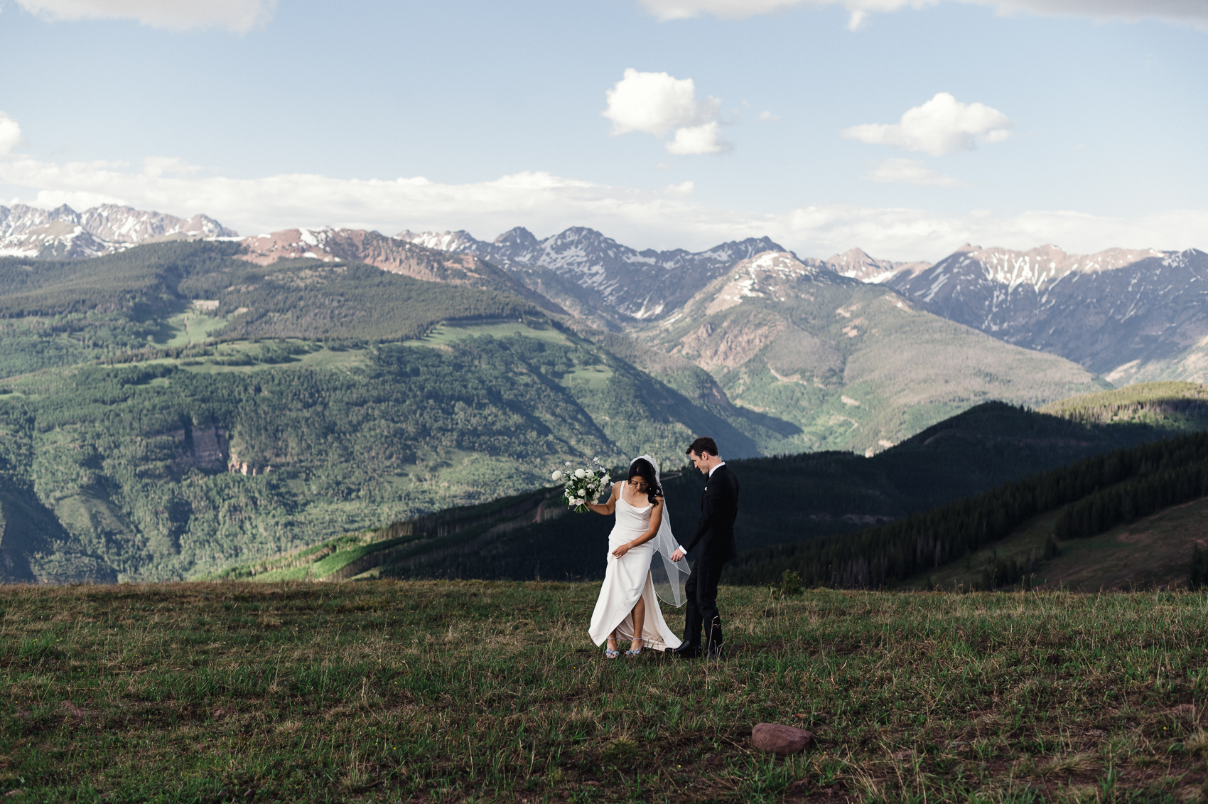 Couples photos during their wedding at The 10th Vail